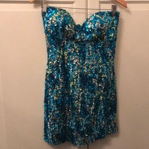 Scala blue sequin cocktail/prom dress